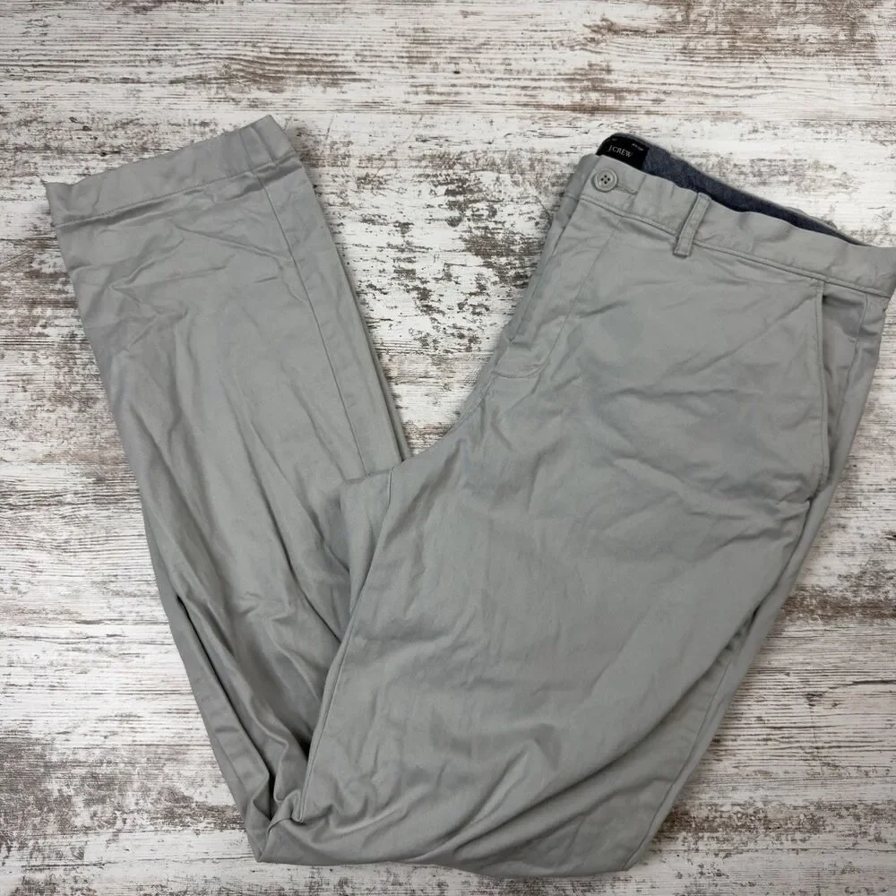 J.Crew 770 Straight Fit Stretch Chino Pants Men's 36x33 Light Gray Preppy